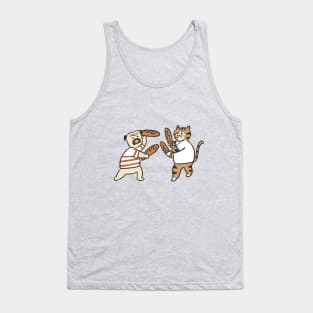 funny pug and cat making bread Tank Top